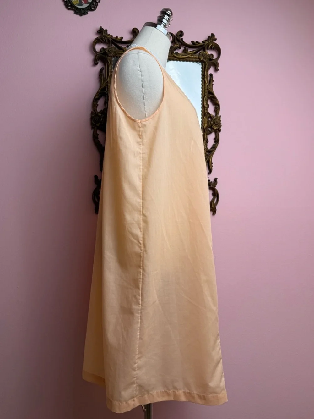 Sears Nightgown Vintage Peach Perma-Prest Eyelet Lace Nightie Medium 36 - Picture 3 of 9